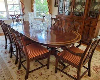 Beautiful Dining Room Table 8 Chairs with 2 leaves and pads purchased from John Gibson Antiques Charleston S.C.