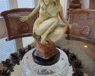 "The Moment" bronze sculpture by Wendy Salin on swivel marble base 3 of 15 measures 16x13x7