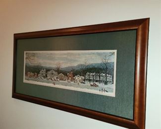 Signed Norman Rockwell Framed Print "Stockbridge Mass at Christmas" 