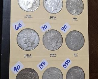U.S. Peace Silver Dollar Book 1921-1935.  Can be sold separately 