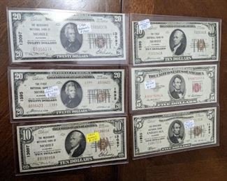 Old U.S. Note Collection 1929 $20 National, 1929 $10 National, 1929 $5 National Andalusia and more