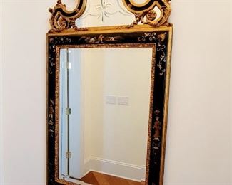 Large Ebony Gilt Chinoiserie Mirror 