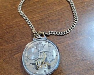 Girard Perregaux 1940s Shell Oil Skeleton Pocket Watch Works