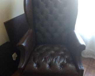 Faux leather wingback chair
