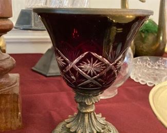 Vintage Etched Glass Goblet