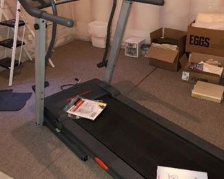 Treadmill- tested and works.  Folds up for storage