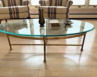 Brass and Glass Coffee table with 1/2 Glass Top