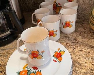 6 Crown Sterling Coffee Cups with Dessert Plates