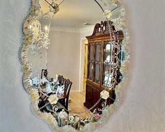 Italian Venetian Marano glass Hollywood Regency mirror