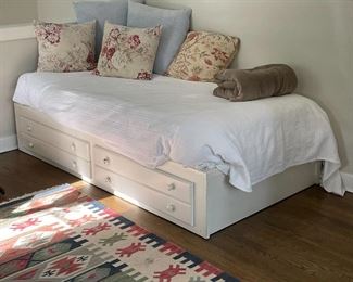 TWIN BED WITH DRAWERS | white painted bedframe with two drawers, approx. l. 82 x w. 44 in. 