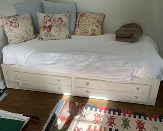 TWIN BED WITH DRAWERS | white painted bedframe with two drawers, approx. l. 82 x w. 44 in. 