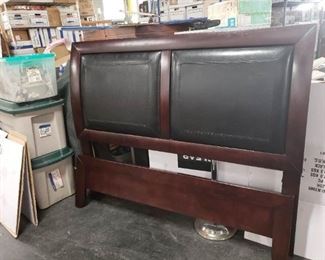 Queen Cherry with Black Vinyl Insert Back Cushions Headboard & Foot with side rails WAS $150 NOW $125