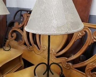 (2) Black Painted Wrought Iron Table Lamps with Shades WAS $125  NOW $95 for Pair 