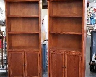 (1) 30" W x 72.5"H x 13"D at top Upscale Solid Wood Book Case with Bottom Doors  $225 (1 sold only 1 left)