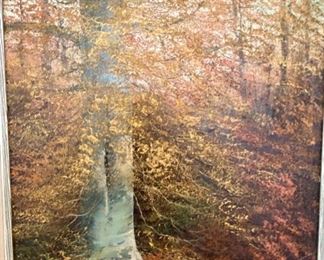 Lot 8209. $195.00. Original Oil Painting by Joe Shell, Indiana Woodland Artist. 19" W x 23" T