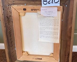 Lot 8210. $195.00 Original Oil painting by Joe Shell in a cool barn wood frame. 19" W x 22" T