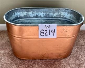 Lot 8214. $45.00 Antique Copper Boiler/Wash Tub (21"w x 10.5"d x 12"t) in remarkable condition with hundreds of ways to use this!