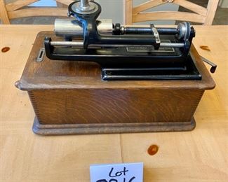 Lot 8216A $425.00. Edison Home Phonograph Combination Type Model D, serial # 341949. Thomas A. Edison et al at Orange, NJ + Suitcase of Cylinder Records and Set of Collector Books about Cylinder Records from 1877-1929