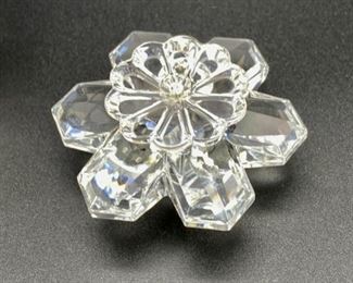 Lot 8236. $75.00. 2 Swarovski Crystal Figurines, a 2" butterfly and a floral cake stand (2 1/8" across)