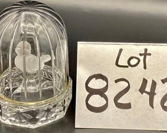 Lot 8242. $28.00 Frosted Glass Bird in Glass "Birdcage" 4" x 3" unsigned, cutie!