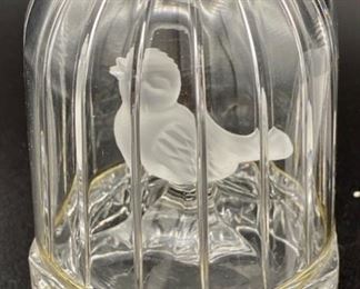 Lot 8242. $28.00 Frosted Glass Bird in Glass "Birdcage" 4" x 3" unsigned, cutie!