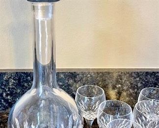 Lot 8227 $28.00. Seven Schott-Zwiesel Cordial Glasses and a matching (but unbranded) Decanter.