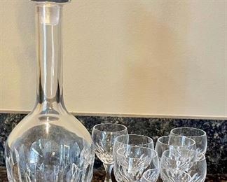 Lot 8227 $28.00. Seven Schott-Zwiesel Cordial Glasses and a matching (but unbranded) Decanter.