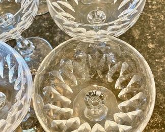 Lot 8223 & 8224. example of the glass shape in each lot. $40.00 each lot of 6 glasses. Six Schott Zwiesel Champagne or Tall Sherbet Glasses. Schott-Zwiesel crystal is sold at fine stores like Williams-Sonoma, Giftware Boutiques, Macy's, etc.