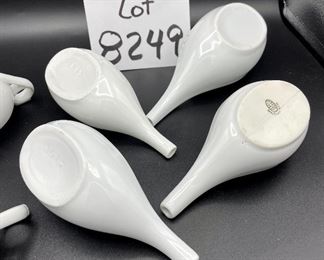 Lot 8249. $45.00 Lot of 6 porcelain, Infant /hospital feeders with different marks: 1) WT&C Made in Germany, 2) Made in Germany 8249, 3) #3617, 4) Czechoslovakia "50", 5) #3617 & 6) unsigned. approximately 7" W x 3" T