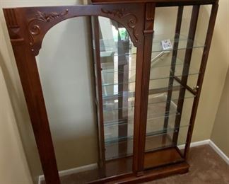 Lot 8262. $650.00. Curio Cabinet With 2-Way Sliding Door, and Glass Shelves - Beautiful Display for your Valuables and Collectibles. Manufactured by Illuminated Furniture. Made in the USA. 40"w x 12.5"d x 77.5"t