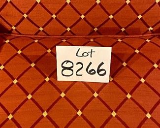 Lot 8266. $85.00. Vintage wingback chair in a reddish rust colored fabric with diamond pattern, queen anne legs. Petite, perfect for a small room. 27" W x 26" D x 41" T