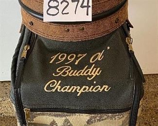 Lot 8274. $125.00 Vintage Belding Golf Bag, 1997 "OL Buddy Champion", Belding Sports Golf and Travel Bag, (America's Best) plus 3 head covers. Rodney Dangerfield of "Caddy Shack" would be jealous of this one! All hand-crafted .