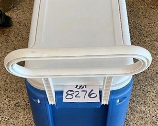 Lot 8276. $45.00. 2 pc. Lot. 1) Igloo Cooler on wheels, Wheelie cool 38 qt, 52 can capacity. and 2) Coleman Termo De 2 Gal, beverage cooler jug, both in mint condition. Now get out and have a picnic!!