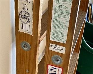 Lot 8280. $40.00. 6' wooden ladder, 300# max. Double Front Model 137006, Michigan Ladder Co, heavy duty, solid, and one of the nicest wood ladders we've seen (and we see a LOT of ladders!)