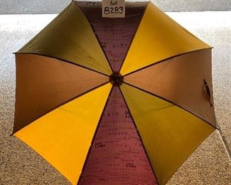 Lot 8283. $20,00 3 umbrellas. 1 golf umbrella, 1 reg, 1 compact travel. One for the car, one for the Golf Course and one for your office...