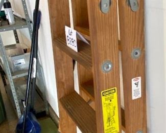 Lot 8280. $40.00. 6' wooden ladder, 300# max. Double Front Model 137006, Michigan Ladder Co, heavy duty, solid, and one of the nicest wood ladders we've seen (and we see a LOT of ladders!)
