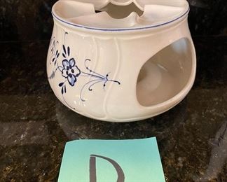 Lot 8290D. $120.00 Villeroy and Boch Vieux (Old) Luxembourg 8 pc beverage assortment: Coffee Pot, teapot, creamer and sugar set with silver plated spoon, covered condiment jar, 2 ash trays/tea bag plates and a warmer 3.5" x 6".