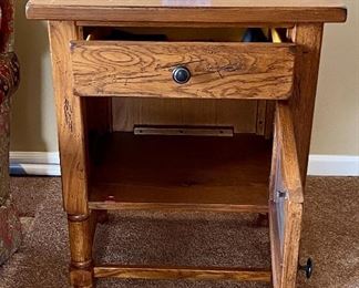 Lot 8326. $75.00 Vintage Oak Cabinet 1 Drawer and Glass door. 24" W x 18" D x 29" T