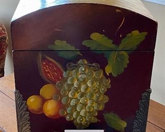 Lot 8335. $40.00 Painted Wood Box with Colorful Fruit on 3 Sides and Lid. . 16.5" W x 13.5" D x 16" T. Storage for Blankets, Knitting or Art Supplies. Or virtually anything else!