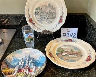 Lot 8342. $18.00. 2 - 10" Obernai scenic plates; and 8" Koniaszelt Bayern plate and an Annweiler Trifels glass.