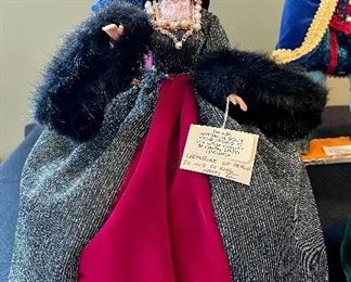 Lot 8361. $200.00. Lot of 11 hand-dressed English dolls made at 'The Little Gallery', Penzance. Included are: Edward VI, Sir Walter Raleigh, Henry VIII, and the following wives of Henry VIII; Anne Boleyn II wife of Henry, Anne of Cleves 4th wife of Henry, Catherine of Aragon, daughter of King Henry VIII, Jane Seymore 3rd wife of Henry, and the doll in the pink, dubbed Queen of hearts by HenryVIII. The dolls are no doubt Barbie's, however the costumes are period true and are truly amazing.