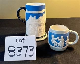 Lot 8373. $80.00. 2 Villeroy & Boch steins in the Jasperware style.