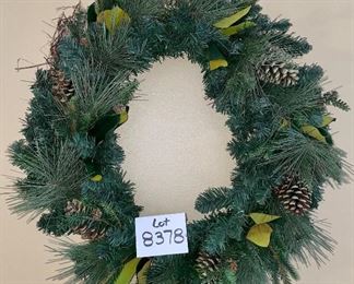 Lot 8378. $30.00 Greenery winter wreath. 28" Diameter