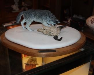 "Eye to Eye" numbered 26/30 by artist James Roybal - sculpture on white Greek marble    