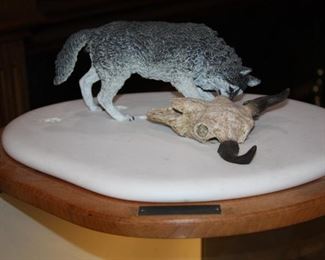 "Eye to Eye" numbered 26/30 by artist James Roybal - sculpture on white Greek marble    