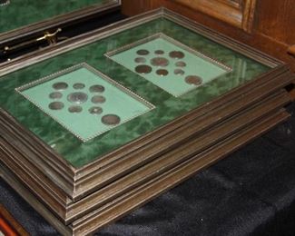 vintage coins many silver framed 