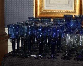 blue stemware