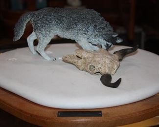 "Eye to Eye" numbered 26/30 by artist James Roybal - sculpture on white Greek marble    