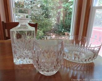 Elegant Glass Decanter Vase and Bowl
