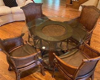 44" Glass Table with 4 Matching Chairs